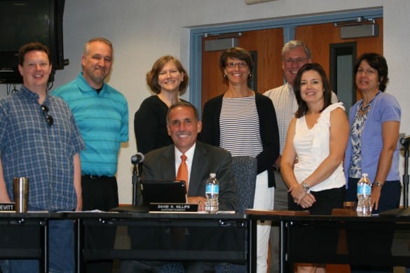 File photo of former Board of Education members and former Superintendent of Schools Dave Killips at his last board meeting.