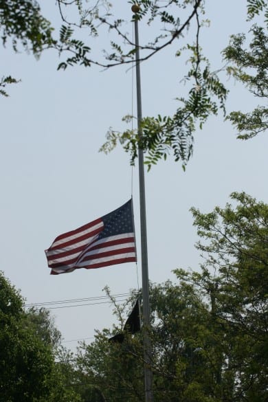 File photo. Flag at half-staff at Veterans Park.