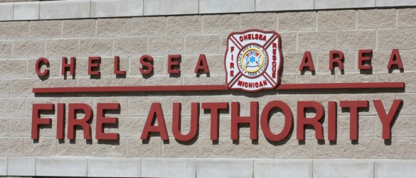 File photo. New sign on the renovated Chelsea fire station.