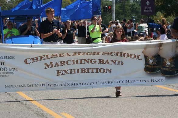 File photo. Chelsea High School Marching Band in the fair parade.