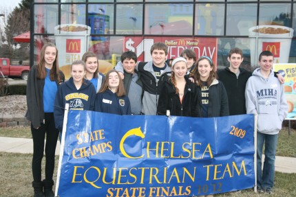 File photos of the members of the Chelsea Equestrian Team at a fundraiser at the Chelsea McDonald's.