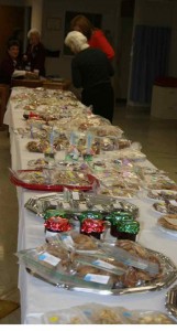 A long table of baked goods at the Chelsea Community Hospital spring bake sale.