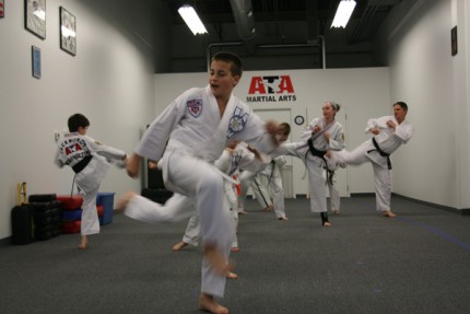 A glimpse into the new ATA Martial Arts studio space and a class in progress.