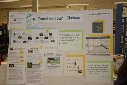 An information booth for Transition Town Chelsea at the Chelsea Spring Expo 2013.