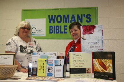 Representatives from the Woman's Bible study group had a booth at the Chelsea Spring Expo. 