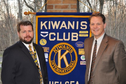 Courtesy photo by John Knox. Kiwanis member Marcus Kaemming and Chelsea Superintendent of Schools Andy Ingall.