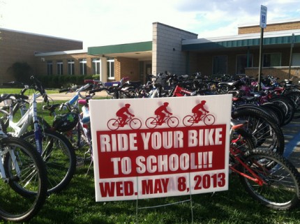 Courtesy photo by Kristen Delaney. Lots of bikes were ridden to school today.