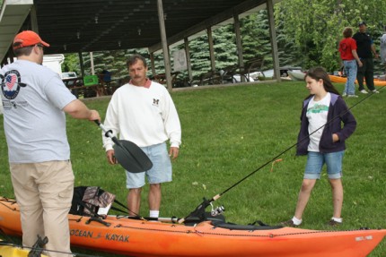 Veterans gets last minute instructions before he heads out on the lake.