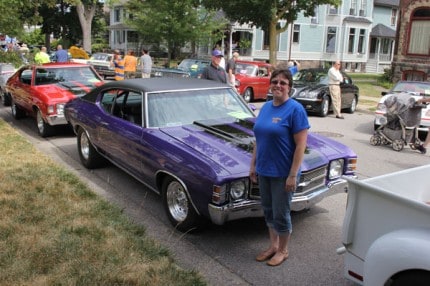 Cindy Lesser and her special purple car. 
