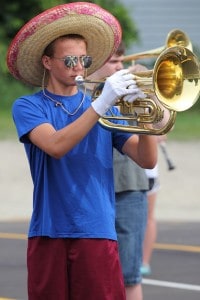 It was hat day at band camp Monday.