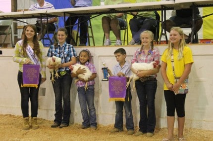 Sabrina Luckhardt took grand champion meat pen chickens that were bought by Gar's Plumbing for $275.