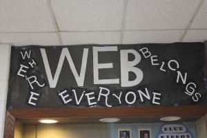 WEB sign in the hallway.
