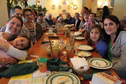 Family celebrates the 100th birthday of Ann Albertson, center, in the back.