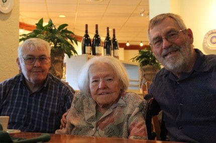Bill, Ann and Jim Albertson at her 100th birthday party.