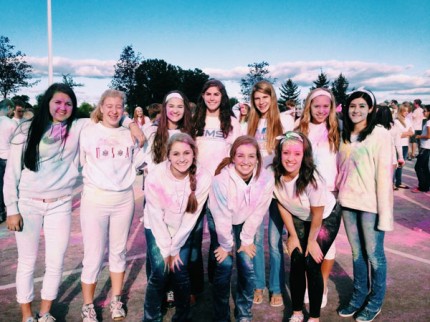 Courtesy photo. Some of the Chelsea volleyball team members at the color run.