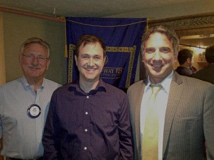 Pictured from left to right are Rotarian Gary Zenz, Rob Coelius and Rotary President Bill Harmer.