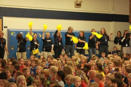 All eyes were on the Team North teachers as they cheered on bucket-filling behaviors.