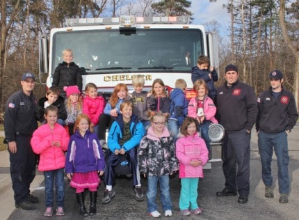 Monday's lucky bucketfillers at North Creek Elementary with the Chelsea firefighters.