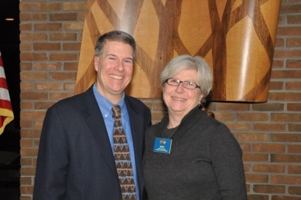 Courtesy photo by John Knox. Rick Catherman, Chelsea High School band director and Mary Schroer, Kiwanis president.
