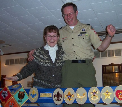 Wendy and Allen Cole at the Chelsea Rod and Gun Club Saturday night when Cub Scout Pack 425 crossed the bridge to boy scouts.