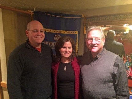 Courtesy photo by Rick Taylor. L to R: Patrick Conlin, Elaine Economou and Rotary President-Elect Gary Zenz.