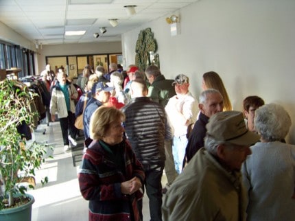 Photo by Ross Richardson. The line waiting to be seated at the first fish fry of Lent this year.  