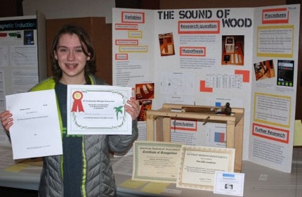 Courtesy photo. Marielle Lenehan and her award-winning science project.