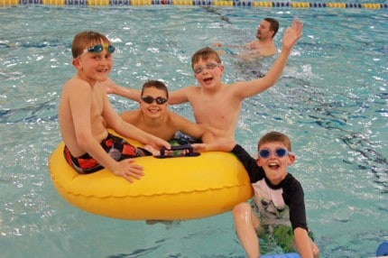 A scene from the recent Cub Scout-Red Cross swim party at Beach Middle School pool.