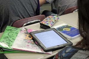 Close-up of one of the ipads used in classes throughout the high school.
