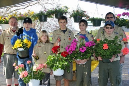 Boy Scout Troop 425 held its annual flower sale in the parking lot of Chelsea State Bank.