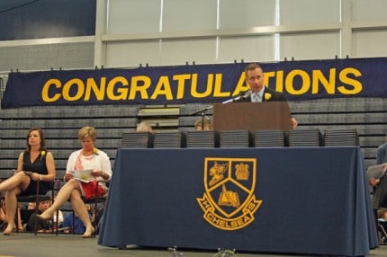 Chelsea High School Principal Mike Kapolka addresses the Class of 2014.