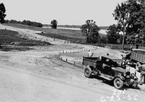 Courtesy photo. Entrance of Big Portage Lake under construction in 1936.