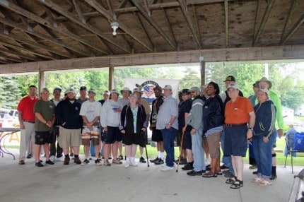Here's a group shot of the veterans, American Legion Post 31 members and Heroes on the Water volunteers before they headed out for a fun day on the water.