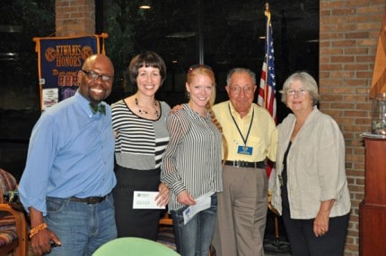 Courtesy photo. Pictured here from left to right are:  Charles Coleman, Anna Byberg and Jenn Jones with Dawn Farm, along with Dr. Costas Kleanthous and Mary Schroer of the Kiwanis Club.