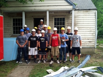 Some members of the Chelsea High School Football Team who worked on a Habitat for Humanity home in Ypsilanti. 