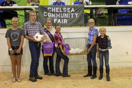 Grand champion meat chicken pen owned by Cameron O'Day and purchased by Gar's Plumbing.