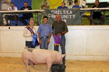 Grand champion pig owned by Mason Trinkle and purchased by Jacob and Anne Haas/North Face Farm. 