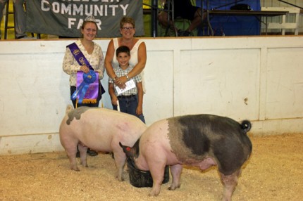 Grand Champion pair of pigs owned by Tanner Trinkle and purchased by Ann Arbor State Bank.