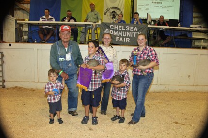 Grand champion meat rabbit pen owned by David Eder and purchased by Bollinger Sanitation, Inc.