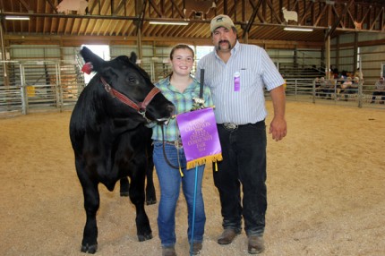 Mackensie Schneider and Diesel, grand champions of the steer show in their debut at the Chelsea Community Fair. 