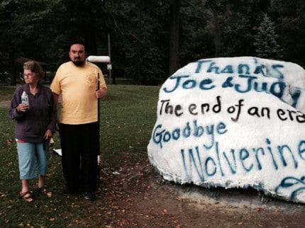 Fr. Bill and Pat Wood painted the rock in honor of The Wolverine.