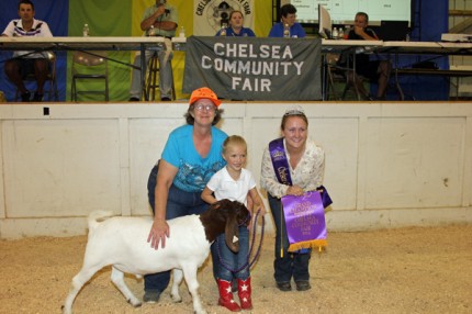 Grand champion meat goat was owned by Ella Ella Haven Zahn and was purchased by Boyer's Meat Processing.