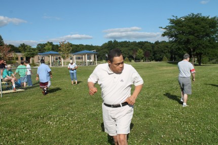 Photo by Joe Yekulis. St. Louis Center resident preparing for this year's Run For the Rolls. 
