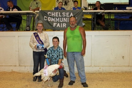 Reserve grand champion turkey owned by Taylor Luckhardt and purchased by Bater Tree Service. 