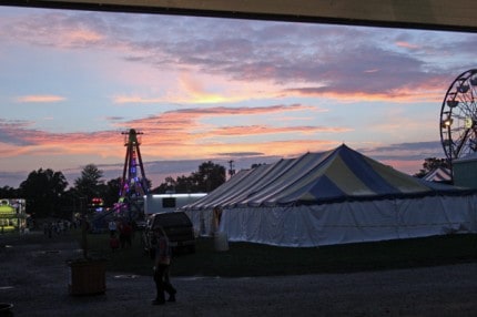 Sunset at the Chelsea Community Fair Tuesday night. 
