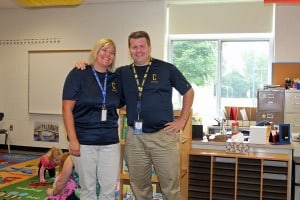 New North Creek Elementary School kindergarten teacher Kelly Ryan and Principal Marcus Kaemming.