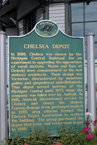 The plague outside the historic Chelsea Depot.