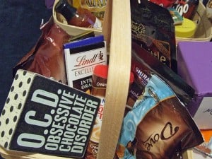 A chocolate lover's basket that will be raffled off at the benefit. 