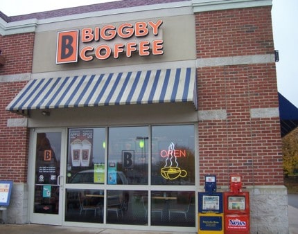 Photo by Lisa Carolin. Front of Chelsea's Biggby Coffee.  