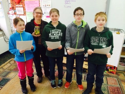 Courtesy photo. Fourth-grade students perform a script during Reading Theater.